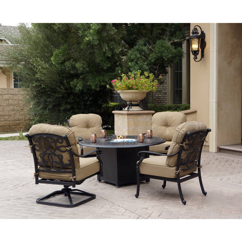 Fleur De Lis Living Windley 5 Piece Complete Patio Set with Cushions Wayfair